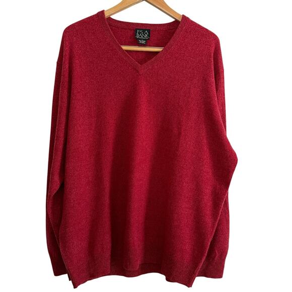 JOS A BANK | Deep red Cashmere V Neck Sweater Burgundy Rust Red | Size Large - Picture 1 of 4